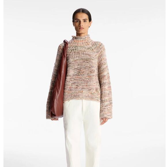 A.L.C. Liv Marled Wool Chunky Sweater Sirocco Rose Marl Sz M {81} - Picture 1 of 5